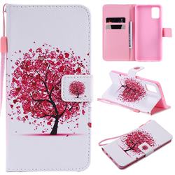 Colored Red Tree PU Leather Wallet Case for Samsung Galaxy A51 4G