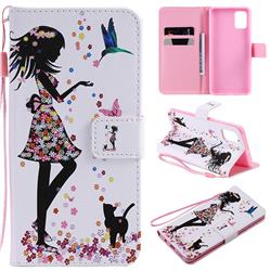 Petals and Cats PU Leather Wallet Case for Samsung Galaxy A51 4G