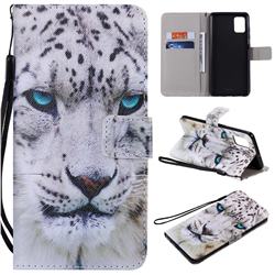 White Leopard PU Leather Wallet Case for Samsung Galaxy A51 4G