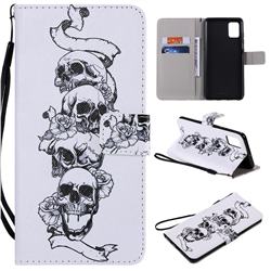 Skull Head PU Leather Wallet Case for Samsung Galaxy A51 4G