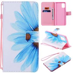 Blue Sunflower PU Leather Wallet Case for Samsung Galaxy A51 4G