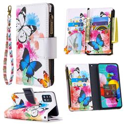 Vivid Flying Butterflies Binfen Color BF03 Retro Zipper Leather Wallet Phone Case for Samsung Galaxy A51 4G