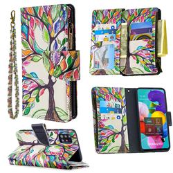The Tree of Life Binfen Color BF03 Retro Zipper Leather Wallet Phone Case for Samsung Galaxy A51 4G