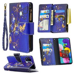 Purple Butterfly Binfen Color BF03 Retro Zipper Leather Wallet Phone Case for Samsung Galaxy A51 4G