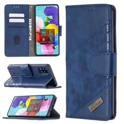 BinfenColor BF04 Color Block Stitching Crocodile Leather Case Cover for Samsung Galaxy A51 4G - Blue