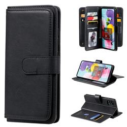 Multi-function Ten Card Slots and Photo Frame PU Leather Wallet Phone Case Cover for Samsung Galaxy A51 4G - Black