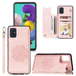 Luxury Mandala Multi-function Magnetic Card Slots Stand Leather Back Cover for Samsung Galaxy A51 4G - Rose Gold