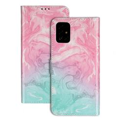 Pink Green Marble PU Leather Wallet Case for Samsung Galaxy A51 4G
