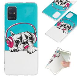 Headphone Puppy Noctilucent Soft TPU Back Cover for Samsung Galaxy A51 4G