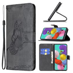 Binfen Color Imprint Vivid Butterfly Leather Wallet Case for Samsung Galaxy A51 4G - Black