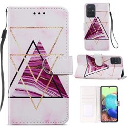 Three-color Marble Smooth Leather Phone Wallet Case for Samsung Galaxy A51 4G