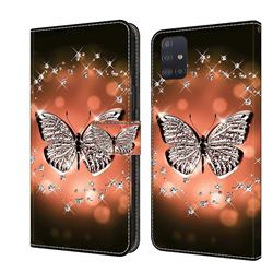 Crystal Butterfly Crystal PU Leather Protective Wallet Case Cover for Samsung Galaxy A51 4G