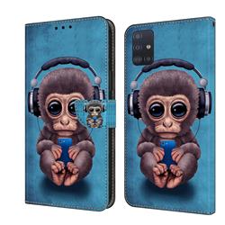 Cute Orangutan Crystal PU Leather Protective Wallet Case Cover for Samsung Galaxy A51 4G