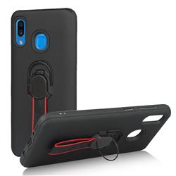 Raytheon Multi-function Ribbon Stand Back Cover for Samsung Galaxy A60 - Black