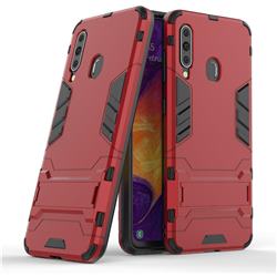 Armor Premium Tactical Grip Kickstand Shockproof Dual Layer Rugged Hard Cover for Samsung Galaxy A60 - Wine Red