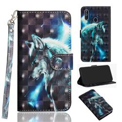 Snow Wolf 3D Painted Leather Wallet Case for Samsung Galaxy A60