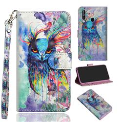 Watercolor Owl 3D Painted Leather Wallet Case for Samsung Galaxy A60