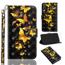 Golden Butterfly 3D Painted Leather Wallet Case for Samsung Galaxy A60