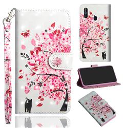 Tree and Cat 3D Painted Leather Wallet Case for Samsung Galaxy A60