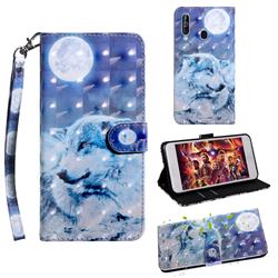 Moon Wolf 3D Painted Leather Wallet Case for Samsung Galaxy A60