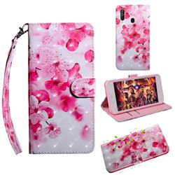 Peach Blossom 3D Painted Leather Wallet Case for Samsung Galaxy A60