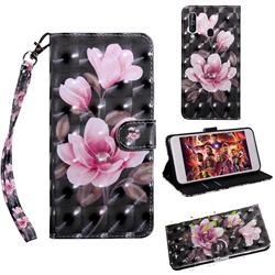Black Powder Flower 3D Painted Leather Wallet Case for Samsung Galaxy A60