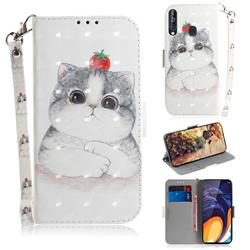 Cute Tomato Cat 3D Painted Leather Wallet Phone Case for Samsung Galaxy A60