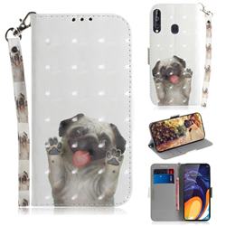 Pug Dog 3D Painted Leather Wallet Phone Case for Samsung Galaxy A60