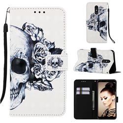 Skull Flower 3D Painted Leather Wallet Case for Samsung Galaxy A60