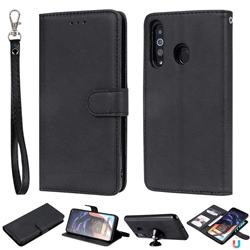 Retro Greek Detachable Magnetic PU Leather Wallet Phone Case for Samsung Galaxy A60 - Black