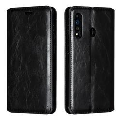 Retro Slim Magnetic Crazy Horse PU Leather Wallet Case for Samsung Galaxy A60 - Black