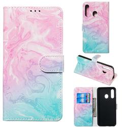 Pink Green Marble PU Leather Wallet Case for Samsung Galaxy A60
