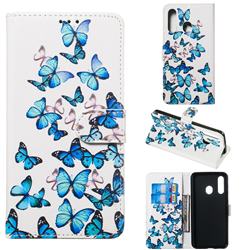 Blue Vivid Butterflies PU Leather Wallet Case for Samsung Galaxy A60