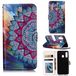 Mandala Flower 3D Relief Oil PU Leather Wallet Case for Samsung Galaxy A60