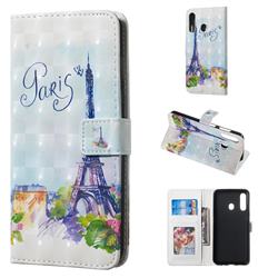Paris Tower 3D Painted Leather Phone Wallet Case for Samsung Galaxy A60
