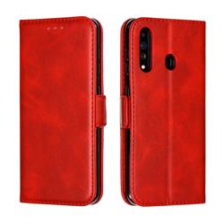 Retro Classic Calf Pattern Leather Wallet Phone Case for Samsung Galaxy A60 - Red