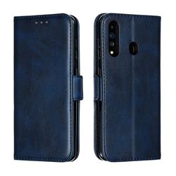 Retro Classic Calf Pattern Leather Wallet Phone Case for Samsung Galaxy A60 - Blue