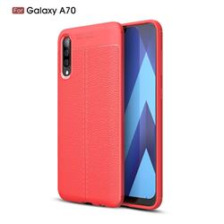 Luxury Auto Focus Litchi Texture Silicone TPU Back Cover for Samsung Galaxy A70 - Red