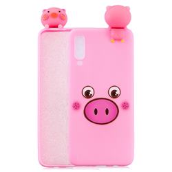 Small Pink Pig Soft 3D Climbing Doll Soft Case for Samsung Galaxy A70
