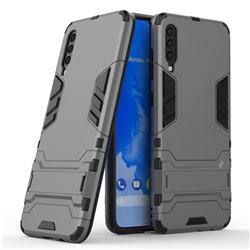 Armor Premium Tactical Grip Kickstand Shockproof Dual Layer Rugged Hard Cover for Samsung Galaxy A70 - Gray