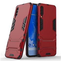 Armor Premium Tactical Grip Kickstand Shockproof Dual Layer Rugged Hard Cover for Samsung Galaxy A70 - Wine Red