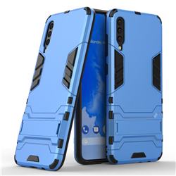 Armor Premium Tactical Grip Kickstand Shockproof Dual Layer Rugged Hard Cover for Samsung Galaxy A70 - Light Blue