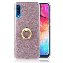 Luxury Soft TPU Glitter Back Ring Cover with 360 Rotate Finger Holder Buckle for Samsung Galaxy A70 - Pink