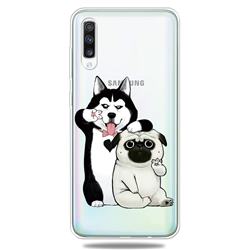 Selfie Dog Clear Varnish Soft Phone Back Cover for Samsung Galaxy A70
