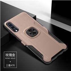 Knight Armor Anti Drop PC + Silicone Invisible Ring Holder Phone Cover for Samsung Galaxy A70 - Rose Gold