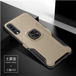 Knight Armor Anti Drop PC + Silicone Invisible Ring Holder Phone Cover for Samsung Galaxy A70 - Champagne
