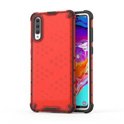 Honeycomb TPU + PC Hybrid Armor Shockproof Case Cover for Samsung Galaxy A70 - Red