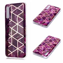 Purple Rhombus Galvanized Rose Gold Marble Phone Back Cover for Samsung Galaxy A70
