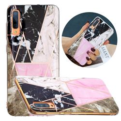 Pink and Black Painted Marble Electroplating Protective Case for Samsung Galaxy A70