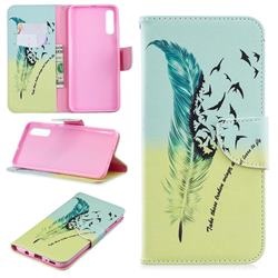 Feather Bird Leather Wallet Case for Samsung Galaxy A70